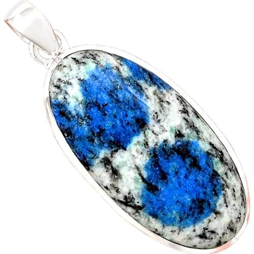 Genuine K2 Blue Pendant 925 Sterling Silver, 42 mm, AP6655