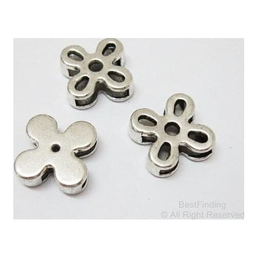 Hollow flower slider 10x2mm Flat leather findings 10mm leather spacer -FF98