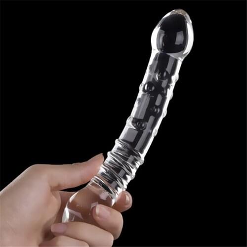 Transparent Crystal Glass Vagina Massager Dual Head Huge Dildo Anal Ass Plug G-spot Stimulation Sex Toy for Couples Masturbator