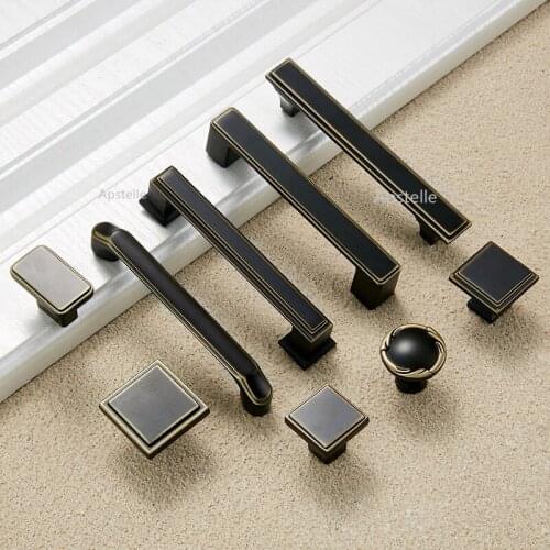 "Cabinet Kitchen Knob Bronze Square Brass Drawer Cupboard Handle Antique Dresser Door Pull Bathroom Hardware"