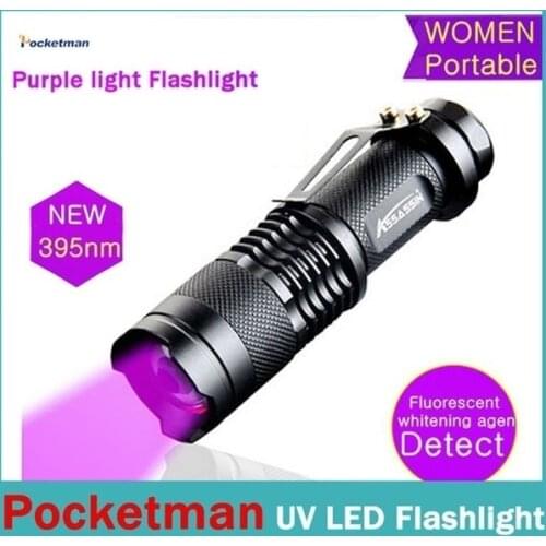 395nm Led UV Flashlight Torch Light Ultra Violet Light Blacklight UV Lamp For Marker Checker Fluorescent Mask Detection ALI88