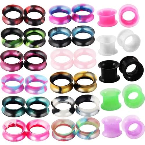 Fanpeijy Soft Silicone Ear Gauges Flesh Tunnels Earring Plug Stretchers Expander Double Flared Body Piercing Jewelry 4-25mm 2pcs