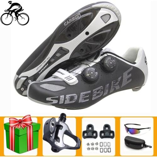 SIDEBIKE Cycling Shoes Sapatilha Ciclismo Carbon Fiber Self-locking Road Bike Pedals Black Ultra-light Riding Outdoor Sneakers