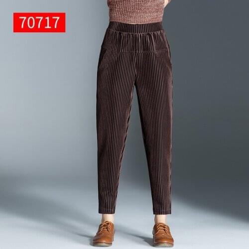 High quality Autumn Pants Women Corduroy Pants Pantalons Elastic Waist Harem Pants Casual Women Trousers Loose Pants Plus Size