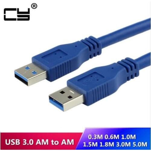 High Speed Blue USB 3.0 A type Male to Male USB Extension Cable AM TO AM 4.8Gbps Support USB 2.0 0.3M 0.6M 1M 1.5M 3m 5ft 1ft