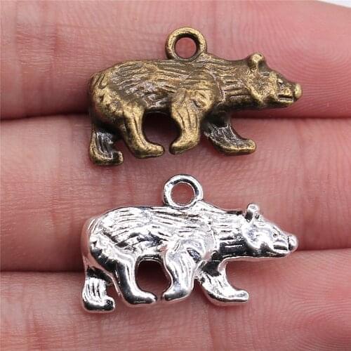 WYSIWYG 10pcs 24x15mm 2 Colors Antique Bronze Plated Pendant Charm Bear Pendant Bear Polar Charm Pendant Bear