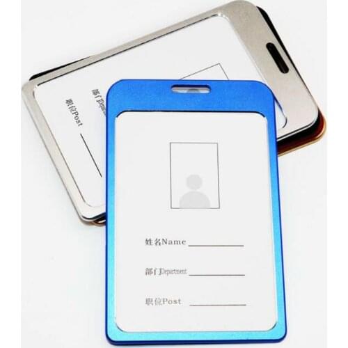 1PC Aluminum Alloy Work Card Sleeve ID Name Staff Card Case Badge Holder Vertical Type Metal Business Employees Card Holder