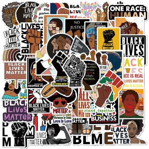 50PCS Black Lives Matter Stickers Graffiti Travel Luggage Guitar Fridge Laptop Waterproof Cool Classic Decal Sticker for Kids