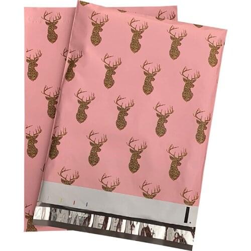 100Pcs Courier Bag Elk Print Poly Mailer Clothes Packaging Envelopes Self Seal Mailing Bag Waterproof Shipping Envelopes 26x33cm