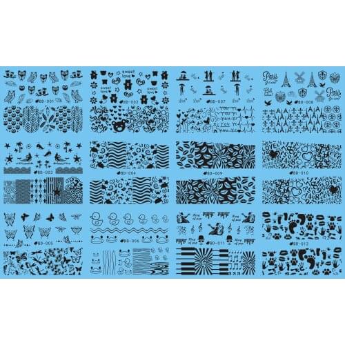 12 Sheets/Lot Nail BD001-012 Black Mixed Designs Full Cover Nail Art Water Wraps Sticker Decal For Nail(12 DESIGNS IN 1)