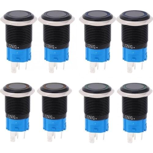 AC 220V 2PCS Self-Locking Waterproof Metal Button Switch with Light 16MM for Car / Computer