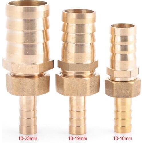 3 Sizes 10mm-16/19/25mm Brass Fitting Hose Barb Tail Pipe Fitting Reducer Reducing Plug Connector Adapter Air Fuel Gas Water