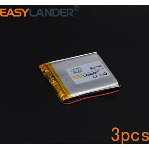 3pcs 3.7V 840mAh 384448 Polymer Li-ion Battery For Mp3 Mp4 PAD DVD DIY E-book bluetooth Vedio GPS Tablet PC Power bank mobile