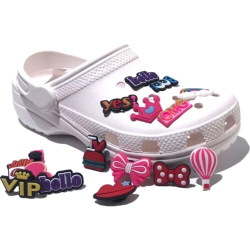 40-50pcs/Lot Sweet PVC Shoe Charms Heart Teeth Shoe Accessories Lollipop Rainbow Shoe Decorations for Girls Gift