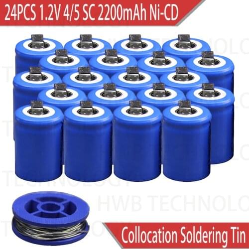 24PCS/lot Ni-Cd 1.2V 2200mAh 4/5 SubC Sub 4/5SC Rechargeable Battery with Tab - Blue Power tools battery Free shipping
