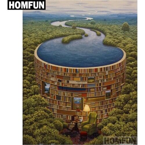 HOMFUN Full Square/Round Drill 5D DIY Diamond Painting "Forest book" Embroidery Cross Stitch 5D Home Decor Gift A04085