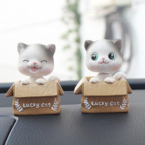 Car Ornament Automotive Dashboard Decor Ornament Cute Shaking Head Cat Toys Gift Car Accessories Interior Doll Auto Decoration