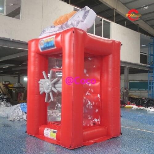 Free air ship to door!2x2x2.8m cash grab machine inflatable money booth,funny inflatable money catch game for advertising
