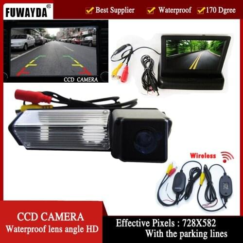 FUWAYDA Wireless Color CarRear View Camera for Mitsubishi Challenger Grandis Nativa Pajero Sport,4.3 Inch foldable Monitor