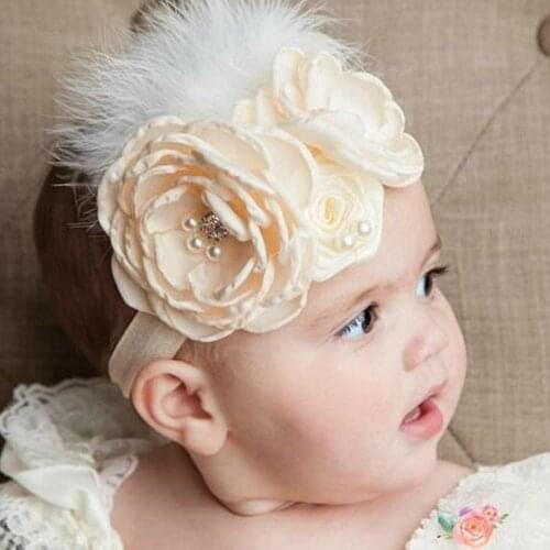 Baby Headbands With Flower Pearl Newborn Toddler Headwears Chinese Accessories Wholesale Bandeau