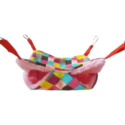 Bird Dual Layer Hammock Plush Sleeping Hut Hanging Bed for Parrot Budgie Cockatiel Conure Lovebird Hamster Rat Mice Chinchinlla