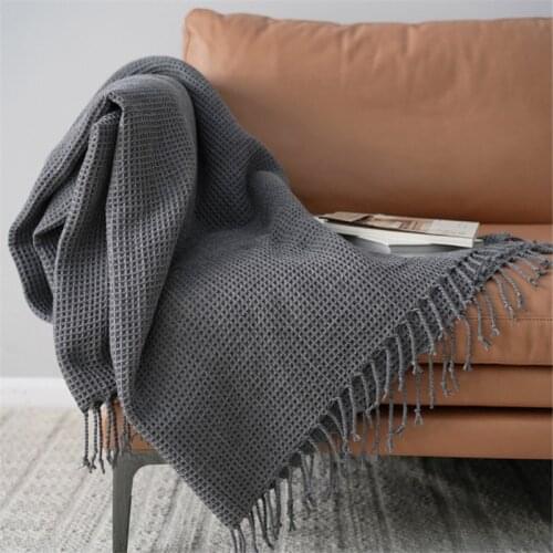 FSISLOVER ins Nordic Soft Throw 2021 New Bedspread Dark Grey Throw Blanket Slipcover Cobertor for Plane Travel Bed Supplies