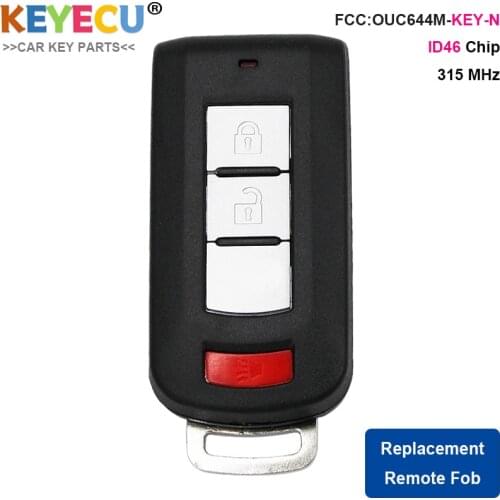 KEYECU Smart Remote Control Car Key for Mitsubishi Lancer Outlander 2008-2016, Fob 2+1 3 Button - 315MHz - FCC ID: OUC644M-KEY