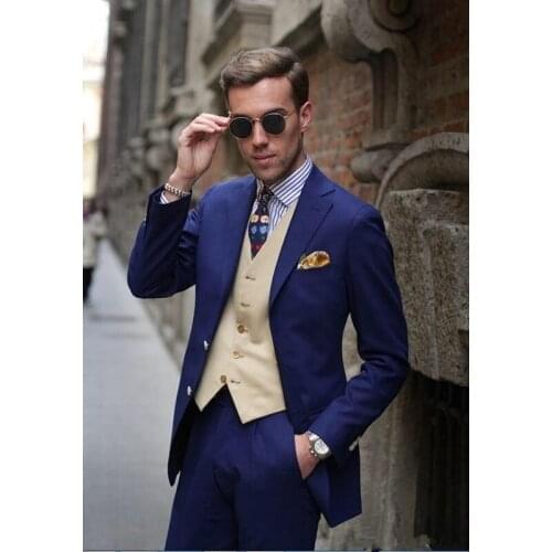 Handsome Groomsmen Notch Lapel Groom Tuxedos Mens Wedding Dress Man Jacket Blazer Prom Dinner (Jacket+Pants+Tie+Vest) A223