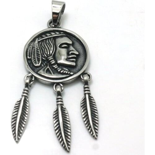 316L Stainless Steel Punk Gothic Silver Feather Pendant Newest