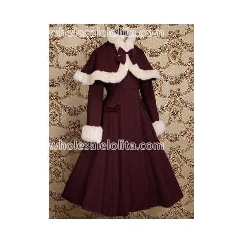 Top Sale Burgundy Wool Japan Warm Winter Sweet Lolita Dress Winter Coats All Size For Sale