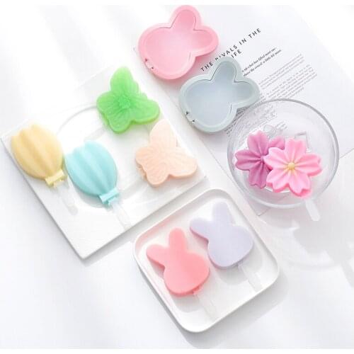 DIY cute thing with lid/ 50pcs sticks silicone ice cream mold homemade handmade popsicle ice mold making ice tray kitchen tool