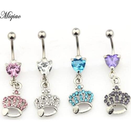 Miqiao 1 Pcs Piercing Jewelry Creative Exquisite Belly Button Nail Stainless Steel Love Crown Belly Button Ring New