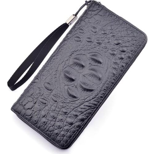 Mens Long Wallet Retro Wild wallet Men Crocodile Pattern Zipper wallet Simple Fashion mens Clutch Bag Free Shipping phone bag