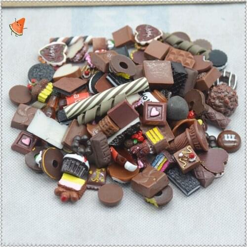 Free Shipping Assorted Brown Color Dessert 50PCS ,Resin Faltback Dessert,Imitation Dessert,Miniature,Jewellry Accessories