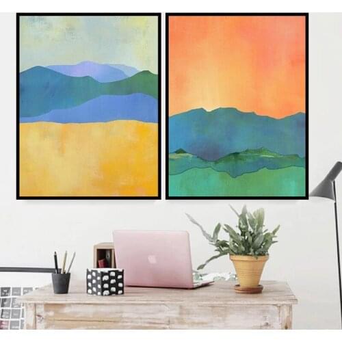 Nordic Abstract Sunset Landscape Canvas Print Painting Wall Art Picture for Living Room Home Decoration Gallery Posters