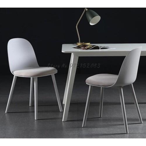 Nordic minimalist plastic chair home desk chair net red makeup chair backrest dining chair modern white creative stool