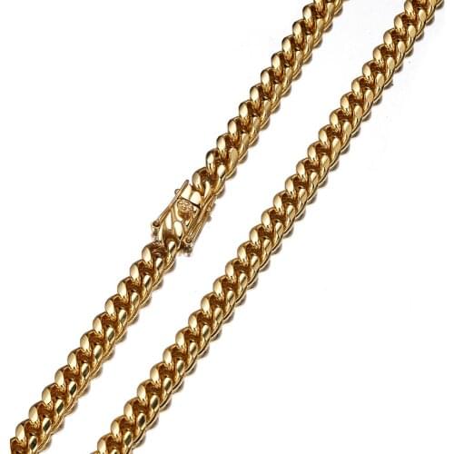8mm 7-40" Charming Stainless Steel Gold Dragon Claw Clasp Miami Cuban Curb Link Chain Men Women Necklace Or Bracelet Hot Jewelry