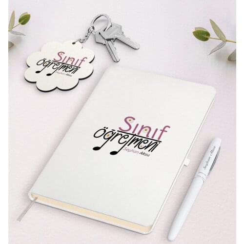 Personalized Class Teacher White Notebook Pen and Keychain Gift Set-17 with Reliable Quality Gift Casual Design Moment