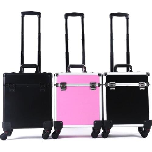 Professional Trolley Cosmetic Case Portable Suitcase Makeup Organizer With Wheels Large Capacity Luggage Box Nail Art Container