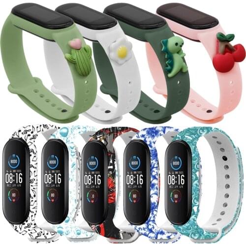 Doll Cartoon Flower Strap for Xiaomi Mi Band 3 4 bracelet Multicolor waterproof Mi Band 6 5 smart watch wrist strap Replacement