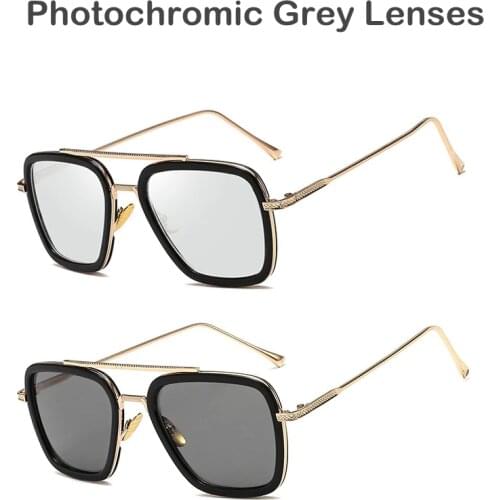 2020 New Men Sunglasses Photochromic Tony Stark Iron Man Vintage Sun Glasses Men Eyewear Polarized Retro Fashion Shade UV400