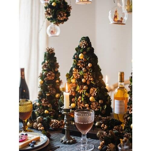 Christmas Tree Decorations Light Luxury Home Ornaments Small Natural Real Pine Cone Tower XINGX Garland Hanging Ball Rattan