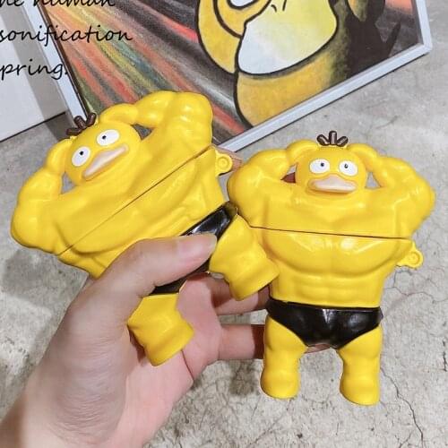Funny Muscle Duck Silicone Case for Airpods 1 2 Cartoon Cute Case for Apple Airpods Pro Wireless Earphone Cover Charging Box
