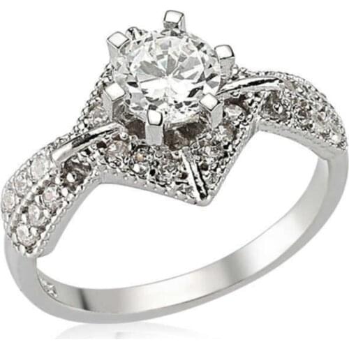 Womens Silver Solitaire Ring
