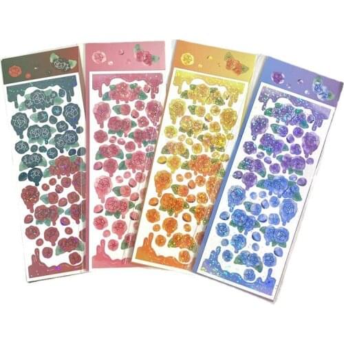 1 Sheet Rose Series Laser Sequin Stickers Star Chaser Hand Account Material Stickers For Album Cups Computer