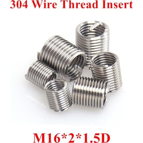 20pcs M16*2*1.5D Wire Thread Insert 304 Stainless steel M16 Screw Bushing, m16*1.5D Wire Screw Sleeve Thread Repair Insert