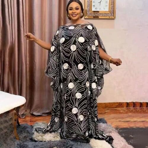 Abaya Dubai White dot print Robe Gowns Muslim Dress Lady Party European Clothes African Design Loose