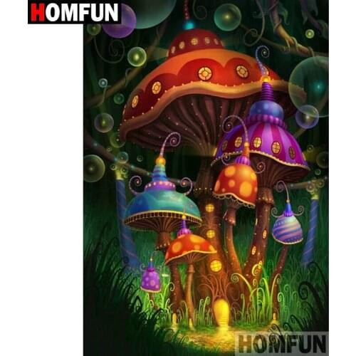 HOMFUN Full Diamond Embroidery Diy 5D Diamond Painting Cross Stitch "Colored mushrooms" Full Drill Home Room Decor A07959