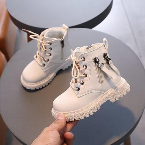 Kids Boots Autumn Winter Boys Girls Boots Toddler Fashion Tide Pu Leather Children Casual Shoes Non-slip Kids Short Boots G328