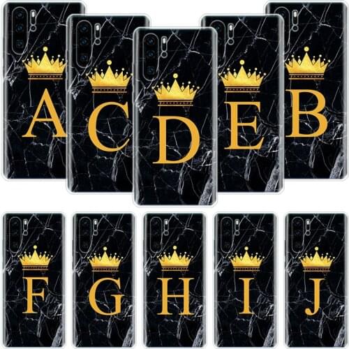 26 Letter Crown Custom A Phone Case For Huawei Honor 10 9 20 9X 8A 8X 8S 7A 7X Lite Pro 10i 20i Y5 Y6 Y7 Y9 2019 Cover Coque